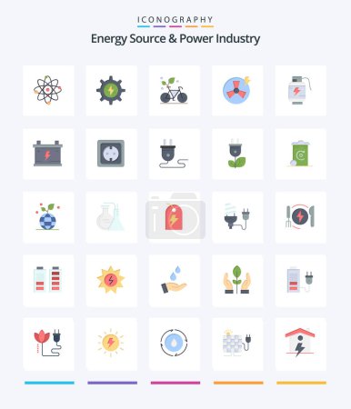 Illustration for Creative Energy Source And Power Industry 25 Flat icon pack  Such As acumulator. energy. cycle. power. environment - Royalty Free Image