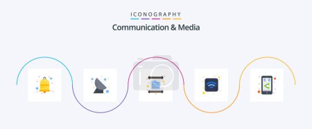 Illustration for Communication And Media Flat 5 Icon Pack Including share. internet. card. wifi. internet - Royalty Free Image