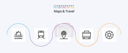 Illustration for Maps and Travel Line 5 Icon Pack Including . travel. gear. holiday. suitcase - Royalty Free Image