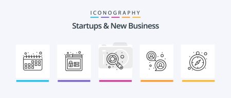 Illustration for Startups And New Business Line 5 Icon Pack Including documents. maths. contact. calculator. support. Creative Icons Design - Royalty Free Image