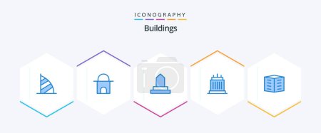 Illustration for Buildings 25 Blue icon pack including housing society. building. mosque. apartments. property - Royalty Free Image