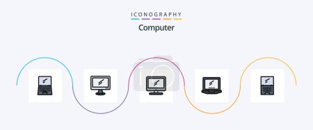 Illustration for Computer Line Filled Flat 5 Icon Pack Including . imac. laptop. device - Royalty Free Image