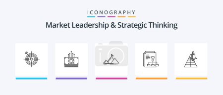 Téléchargez les illustrations : Market Leadership And Strategic Thinking Line 5 Icon Pack Including arrow. board. cold. focus. identity. Creative Icons Design - en licence libre de droit