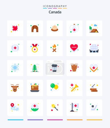 Téléchargez les illustrations : Creative Canada 25 Flat icon pack  Such As barbecue. leaf. cold. wine. decoration - en licence libre de droit