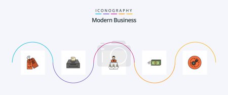Ilustración de Línea de Negocio Moderna Lleno Piso 5 Icon Pack Incluyendo moneda. flujo. organización. negocios. gestión - Imagen libre de derechos