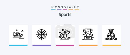 Illustration for Sports Line 5 Icon Pack Including strategy. target. ribbon. ice hockey. winter. Creative Icons Design - Royalty Free Image