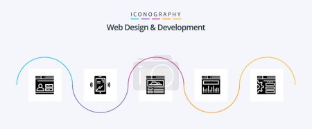 Ilustración de Diseño Web y Desarrollo Glyph 5 Icon Pack Incluyendo el diseño. web. disposición. datos . - Imagen libre de derechos