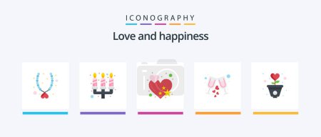 Illustration for Love Flat 5 Icon Pack Including growth. gratitude. love. party. glass. Creative Icons Design - Royalty Free Image