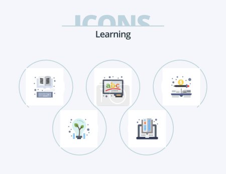 Ilustración de Learning Flat Icon Pack 5 Icon Design. book. chalk. book. board. online - Imagen libre de derechos