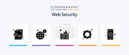 Illustration for Web Security Glyph 5 Icon Pack Including loss. data. firewall. mobile data. safety. Creative Icons Design - Royalty Free Image