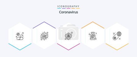 Illustration for Coronavirus 25 Line icon pack including bottle. capsule. disease. antivirus. virus - Royalty Free Image