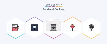Ilustración de Food 25 FilledLine icon pack including . . spam. stew pan. kitchen - Imagen libre de derechos