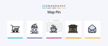 Téléchargez les illustrations : Map Pin Line Filled 5 Icon Pack Including . house. building. building. order. Creative Icons Design - en licence libre de droit