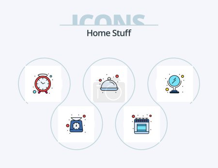 Illustration for Home Stuff Line Filled Icon Pack 5 Icon Design. scale. stairs. cleaner. home. apartment - Royalty Free Image