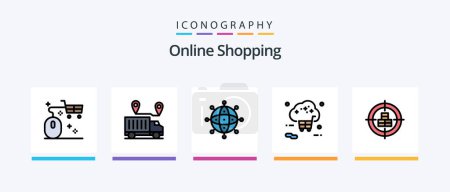 Ilustración de Online Shopping Line Filled 5 Icon Pack Including money. business. logistic. valentine. transportation. Creative Icons Design - Imagen libre de derechos