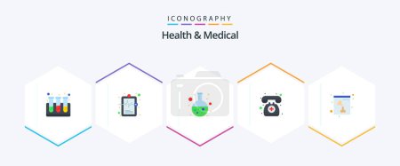 Illustration for Health And Medical 25 Flat icon pack including xray. bone. flask. emergency. medical assistance - Royalty Free Image