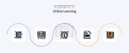 Illustration for Online Learning Line Filled Flat 5 Icon Pack Including online. educate. online learning. book. info - Royalty Free Image