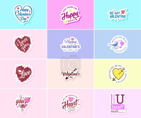Illustration for Valentine's Day Sticker: A Time for Love and Stunning Visuals - Royalty Free Image