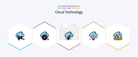 Ilustración de Cloud Technology 25 Paquete de iconos de FilledLine con datos incluidos. nube. Cancela. datos. hacia abajo - Imagen libre de derechos