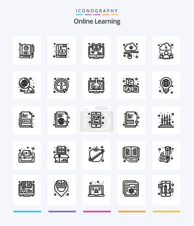 Téléchargez les photos : Creative Online Learning 25 OutLine icon pack  Such As data. cloud. learning. course. webinar - en image libre de droit