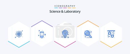 Illustration for Science 25 Blue icon pack including research. physics. education. search. molecule - Royalty Free Image