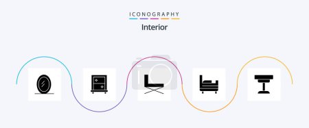 Illustration for Interior Glyph 5 Icon Pack Including . interior. rest. furniture. decor - Royalty Free Image