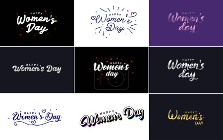 Téléchargez les illustrations : Abstract Happy Women's Day logo with a women's face and love vector logo design in shades of purple - en licence libre de droit