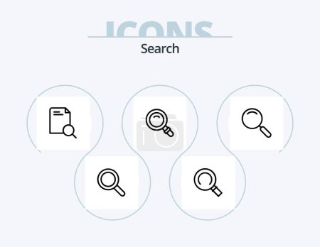Téléchargez les illustrations : Search Line Icon Pack 5 Icon Design. ui. élargi. fouille. fouille. Regarde. - en licence libre de droit