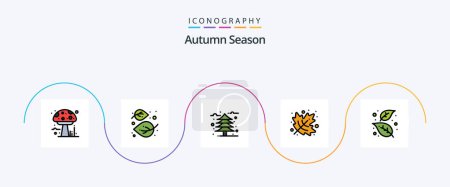 Ilustración de Autumn Line Filled Flat 5 Icon Pack Including autumn. thanksgiving. tree. leaf. cold - Imagen libre de derechos