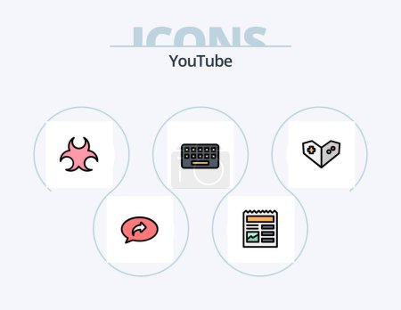 Ilustración de Youtube Line Filled Icon Pack 5 Icon Design. glasses. science. chat. sign. bio - Imagen libre de derechos