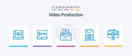 Ilustración de Video Production Blue 5 Icon Pack Including sd card. memory chip. memory card. video marketing. Creative Icons Design - Imagen libre de derechos