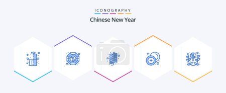 Ilustración de Chinese New Year 25 Blue icon pack including new. money. china. currency. chinese - Imagen libre de derechos