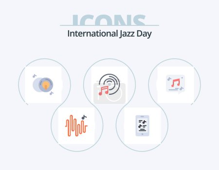 Téléchargez les illustrations : International Jazz Day Flat Icon Pack 5 Icon Design. music. message. dvd. chat. music - en licence libre de droit