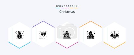Téléchargez les illustrations : Christmas 25 Glyph icon pack including . christmas. flake. ball. christmas - en licence libre de droit