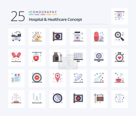 Illustration for Hospital & Healthcare Concept 25 Flat Color icon pack including compass. medical. radiology. heart. charity - Royalty Free Image