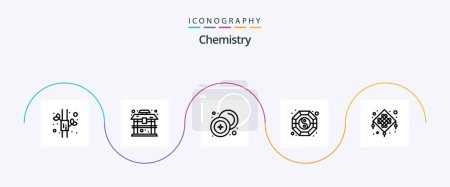 Ilustración de Chemistry Line 5 Icon Pack Including lantern. ying. chinese. yang. fang - Imagen libre de derechos