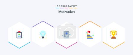 Illustration for Motivation 25 Flat icon pack including steps. top. great idea. age. growth - Royalty Free Image