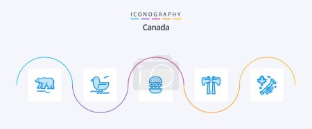 Téléchargez les illustrations : Ensemble de 5 icônes bleu Canada inclus. haut-parleur. la nourriture. canada. canada - en licence libre de droit