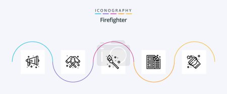 Ilustración de Bombero Línea 5 Icon Pack Incluyendo bombero. Cubo. Fuego. riesgo. llama. - Imagen libre de derechos