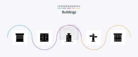 Illustration for Buildings Glyph 5 Icon Pack Including building. sign. home gate. navigation. city - Royalty Free Image