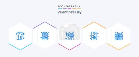 Ilustración de Valentines Day 25 Blue icon pack including love. flower. paper. romantic. love - Imagen libre de derechos