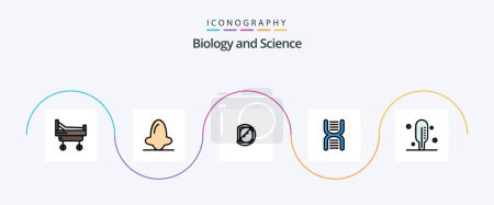 Ilustración de Línea de biología llenó el paquete plano 5 del icono incluyendo médico. física. Biología. educación. biología - Imagen libre de derechos