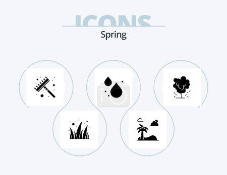 Ilustración de Spring Glyph Icon Pack 5 Icon Design. nature. apple. rake. tree. droop - Imagen libre de derechos