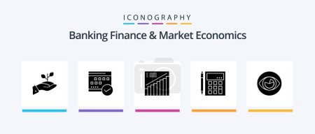 Ilustración de Banking Finance And Market Economics Glyph 5 Icon Pack Including presentation. graph. approved. chart. plan. Creative Icons Design - Imagen libre de derechos