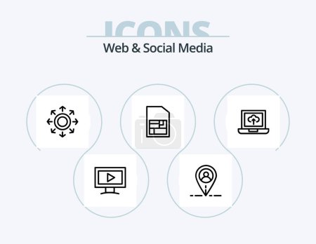Illustration for Web And Social Media Line Icon Pack 5 Icon Design. . arrow. share. cloud. video - Royalty Free Image