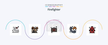 Illustration for Firefighter Line Filled Flat 5 Icon Pack Including hydrant. hotline. bag. firefighter. emergency - Royalty Free Image