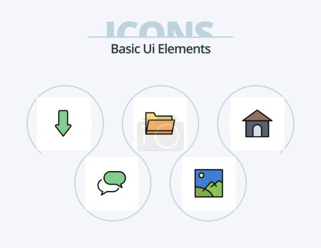 Illustration for Basic Ui Elements Line Filled Icon Pack 5 Icon Design. down. arrow. arrow. volume. sound - Royalty Free Image