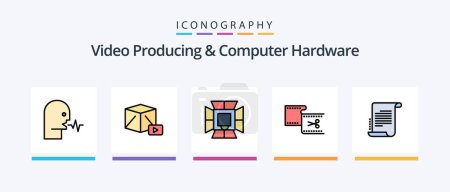 Illustration for Video Producing And Computer Hardware Line Filled 5 Icon Pack Including edit. color. human. softbox. lighting. Creative Icons Design - Royalty Free Image