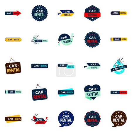 Illustration for Car Rental 25 Unique vector elements for a fresh brand identity - Royalty Free Image
