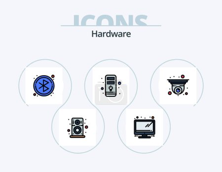 Téléchargez les illustrations : Ligne de matériel rempli Icône Pack 5 Icône Design. . matériel. clavier. les appareils. mobile - en licence libre de droit